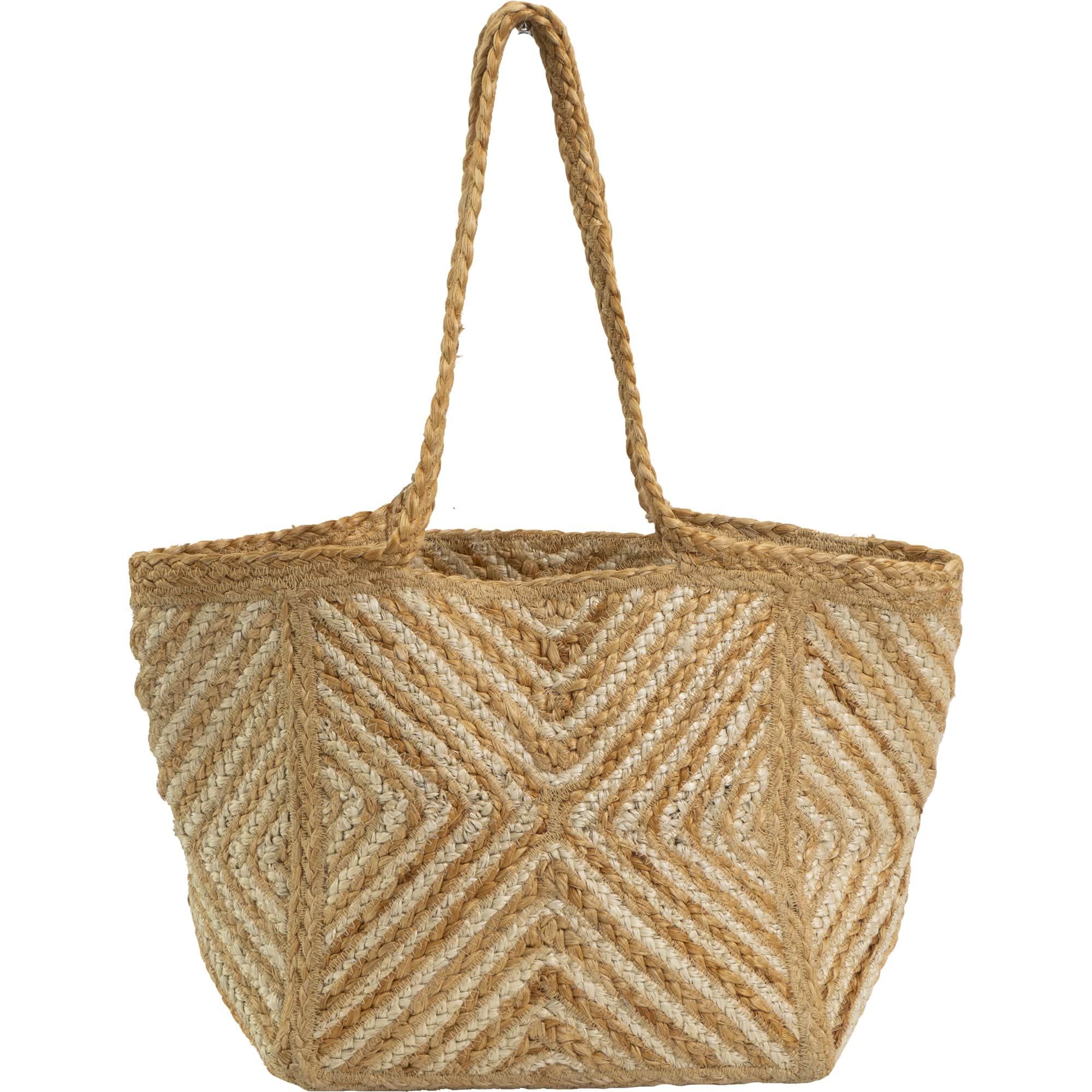 Magid Diamond Woven Natural Straw Jute Tote Magid NYC