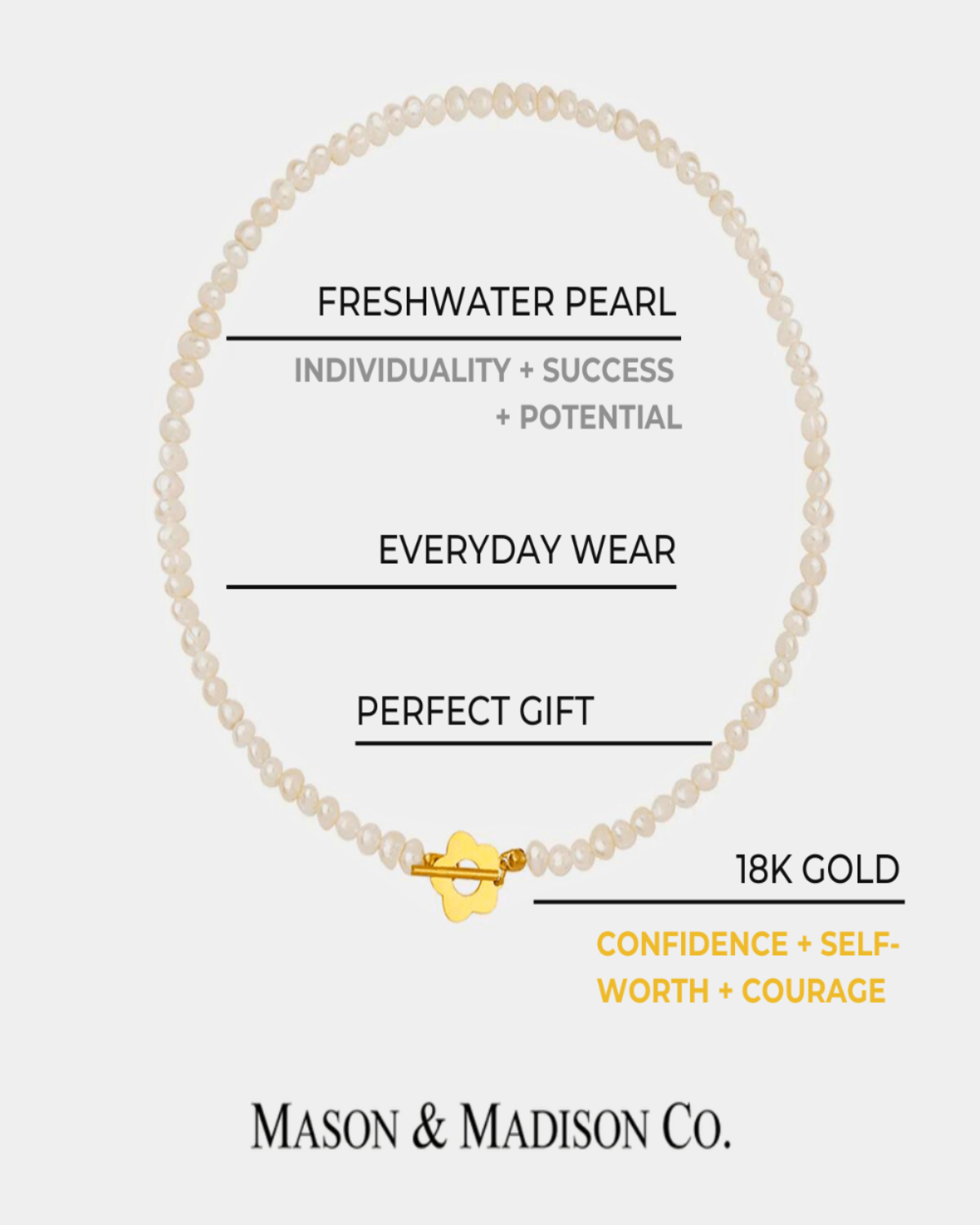 18K Pearl Chain Necklace with Flower Mason & Madison Co. Jewelry