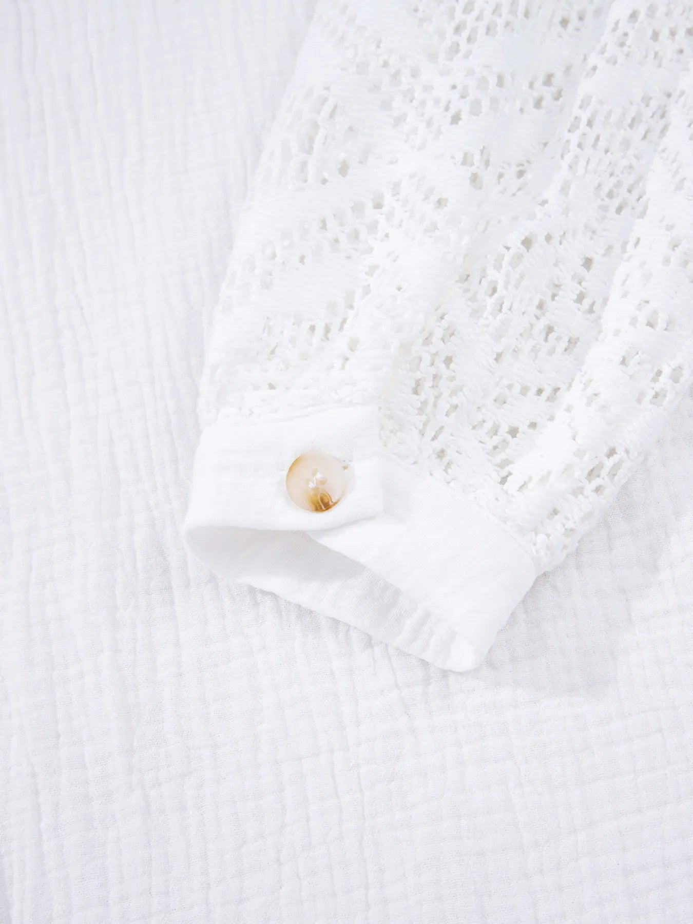 Lace Sleeve Button Down Shirt - Atelievuè