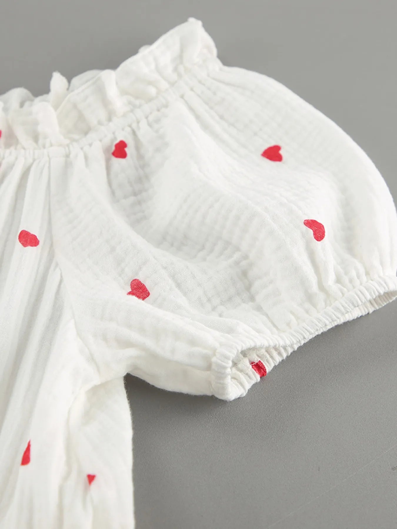 Heart Printed Off-Shoulder Ruffle Mini Dress - Atelievuè