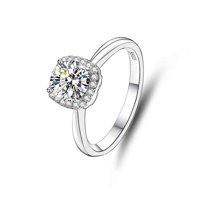 S925 sterling silver four-prong square-cut moissanite ring (sugar cube design)