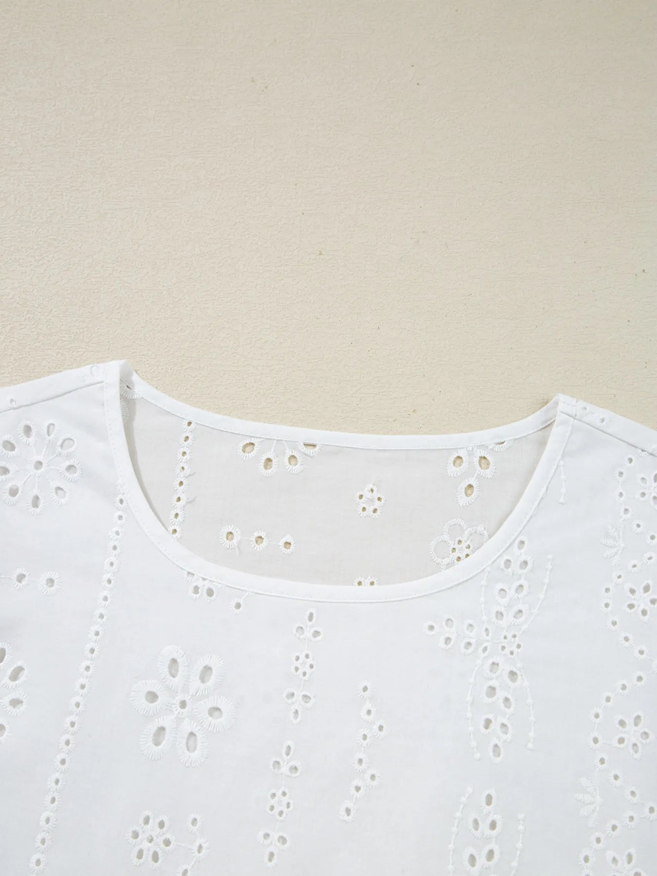 Eyelet Long Sleeve Blouse with Elastic Cuffs - Atelievuè
