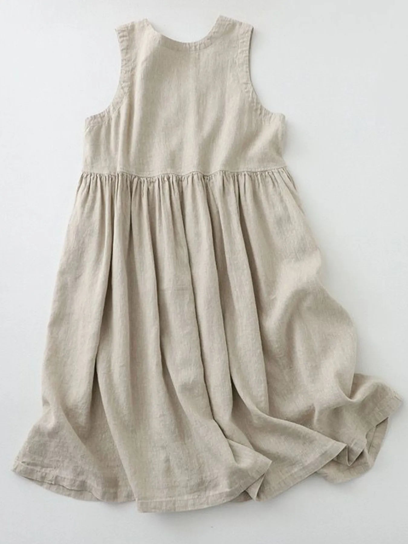 V-Neck Button Detail Sleeveless Midi Dress - Atelievuè
