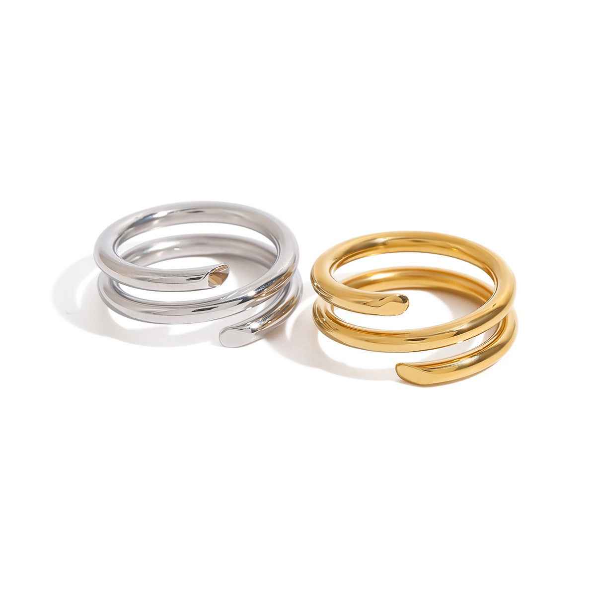 18K Gold Titanium Steel Spring Ring