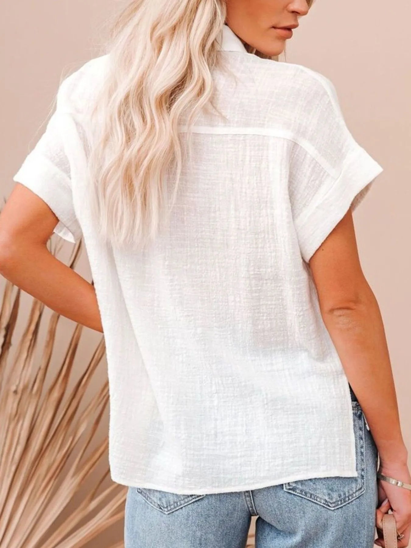 Full Size Button Up Short Sleeve Shirt Plus Size - Atelievuè