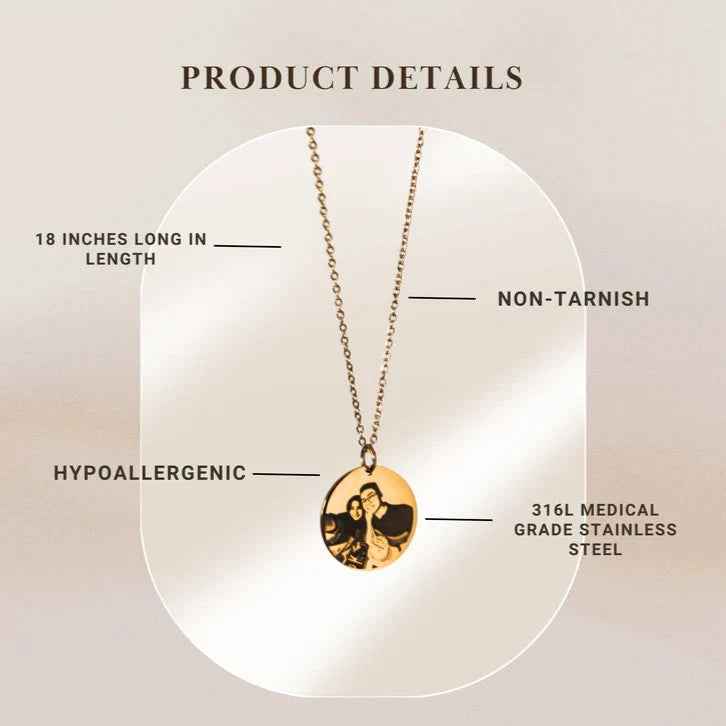 Customized Round Photo Engraving Necklace