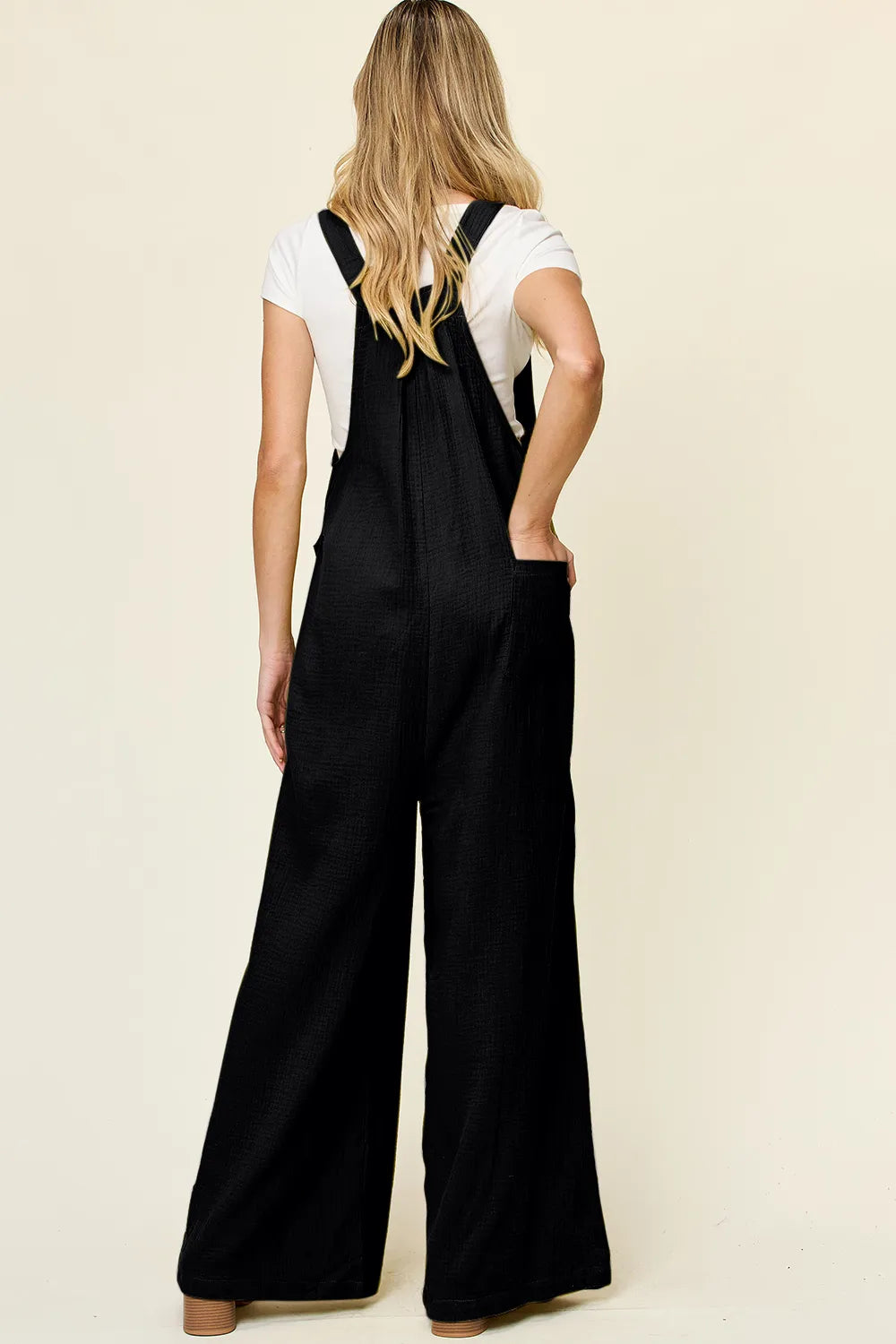 Double Take Full Size Texture Wide Strap Wide Leg Overall - Atelievuè