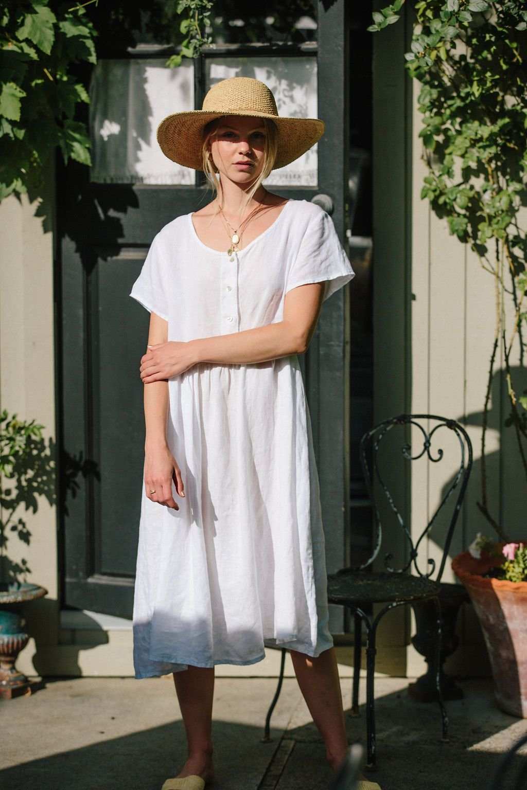 Charlotte Linen Dress - White Linen Dress MERRITT CHARLES