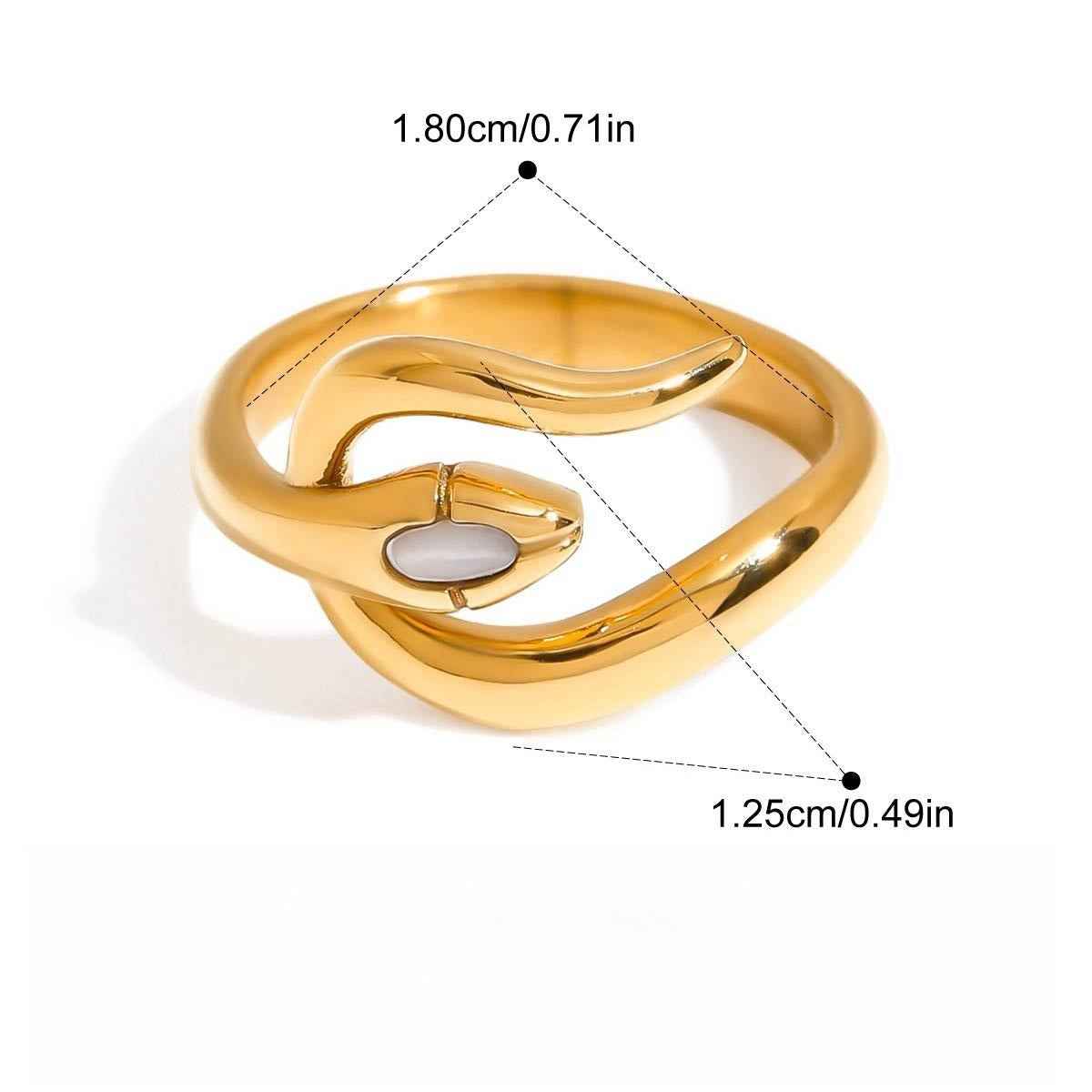 18K Gold Snake Ring in Titanium Steel