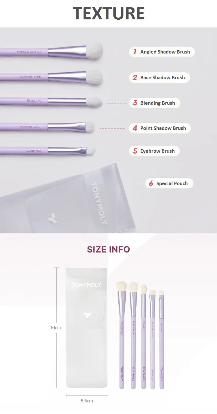 TONYMOLY Eye Make-Up Brush Set of 5pcs - Atelievuè