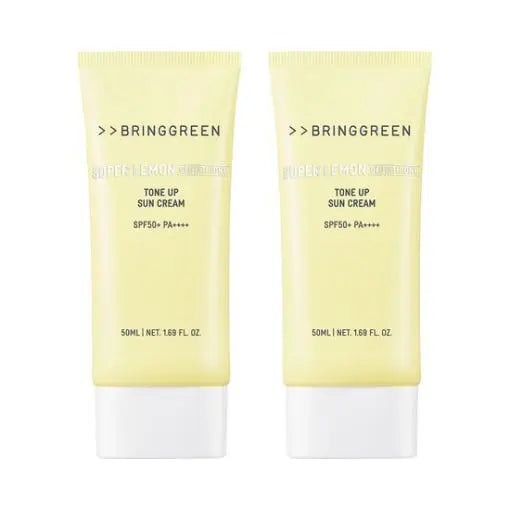 BRINGGREEN Super Lemon Glutathione Tone Up Sun Cream SPF 50+ 50ml+50ml Set - Atelievuè