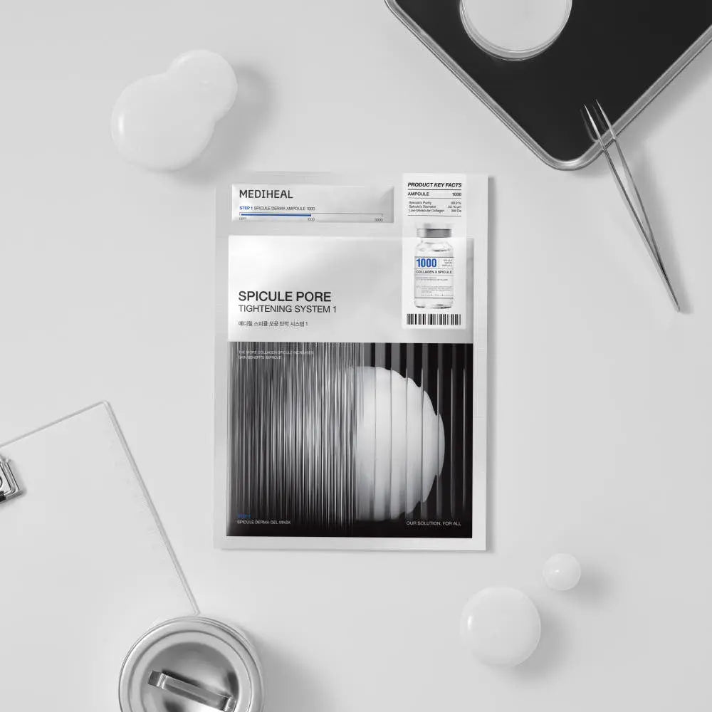 MEDIHEAL Spicule Pore Tightening System 1 (Ampoule 2ml & Collagen 29g) Gel Mask 10ea - Atelievuè