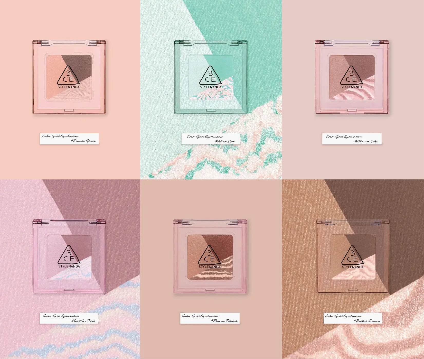 3CE Color Grid Eyeshadow 3.3g (6colors) - Atelievuè