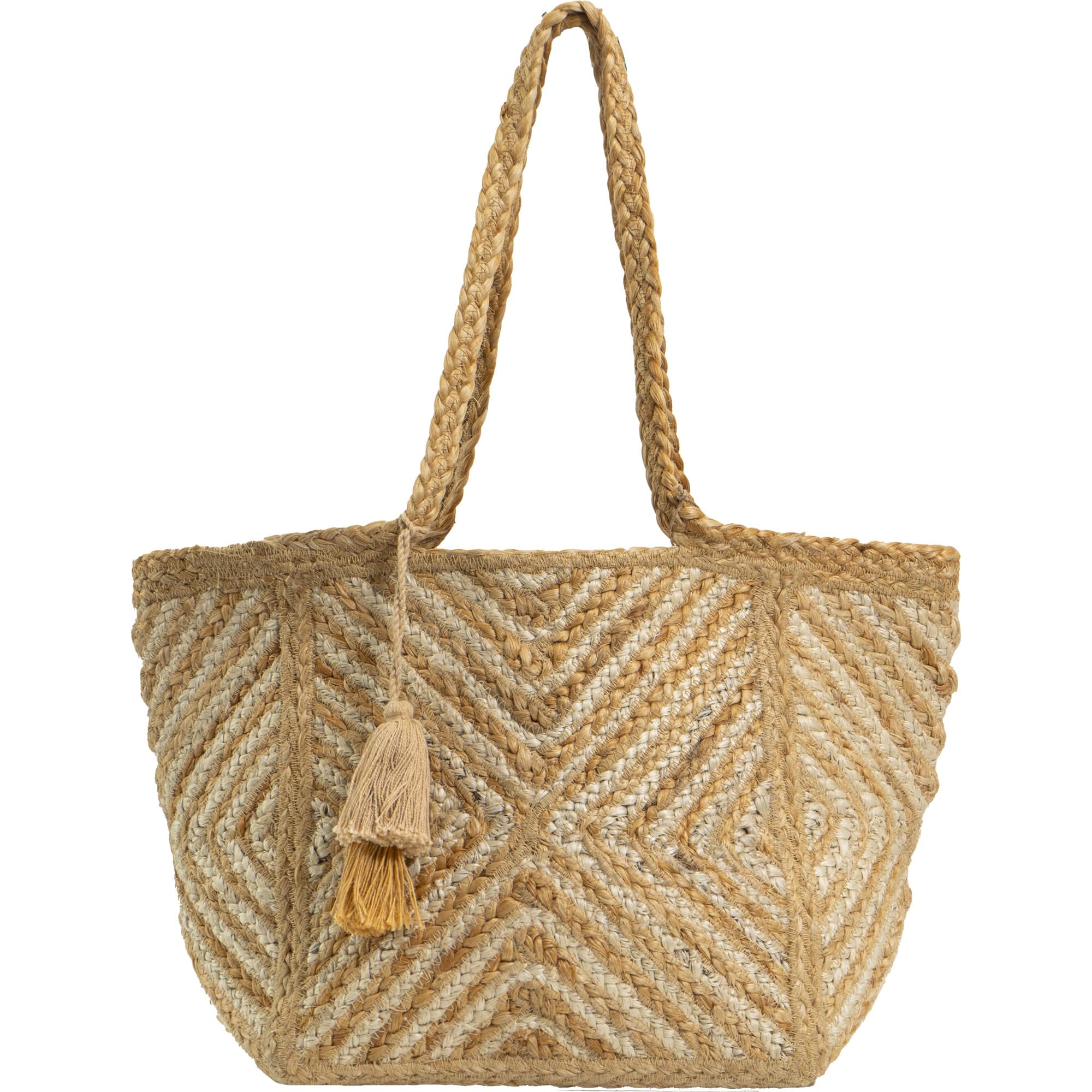Magid Diamond Woven Natural Straw Jute Tote Magid NYC