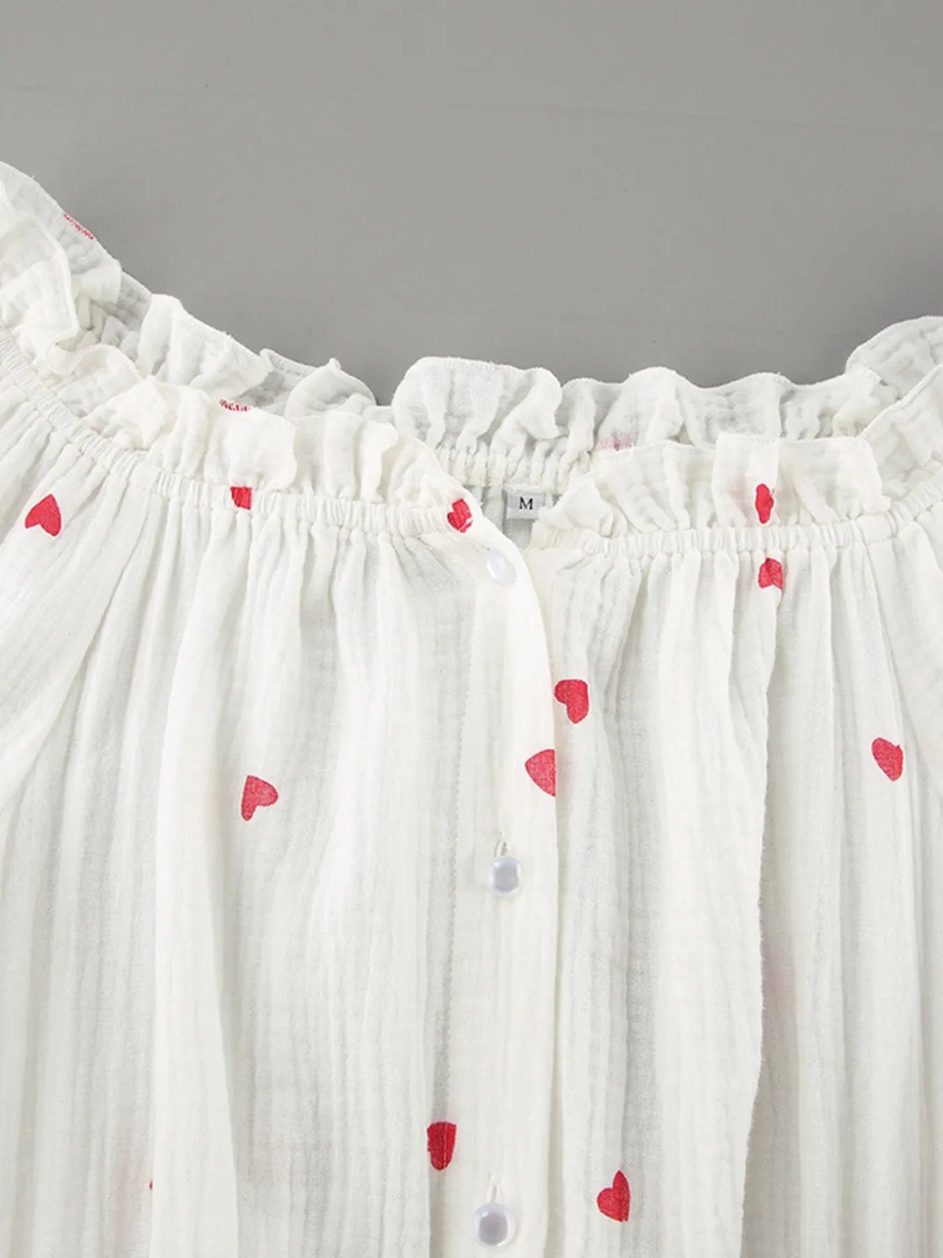 Heart Printed Off-Shoulder Ruffle Mini Dress - Atelievuè
