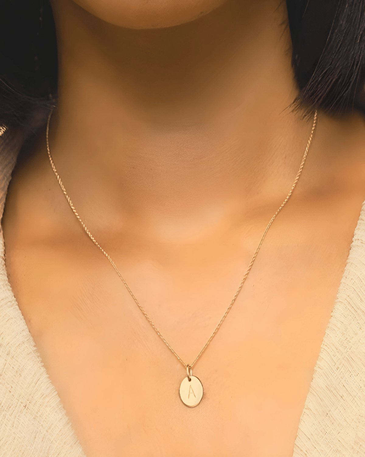 18K Gold Letter Pendant Necklace - Personalized Initial Circle Mason & Madison Co. Jewelry