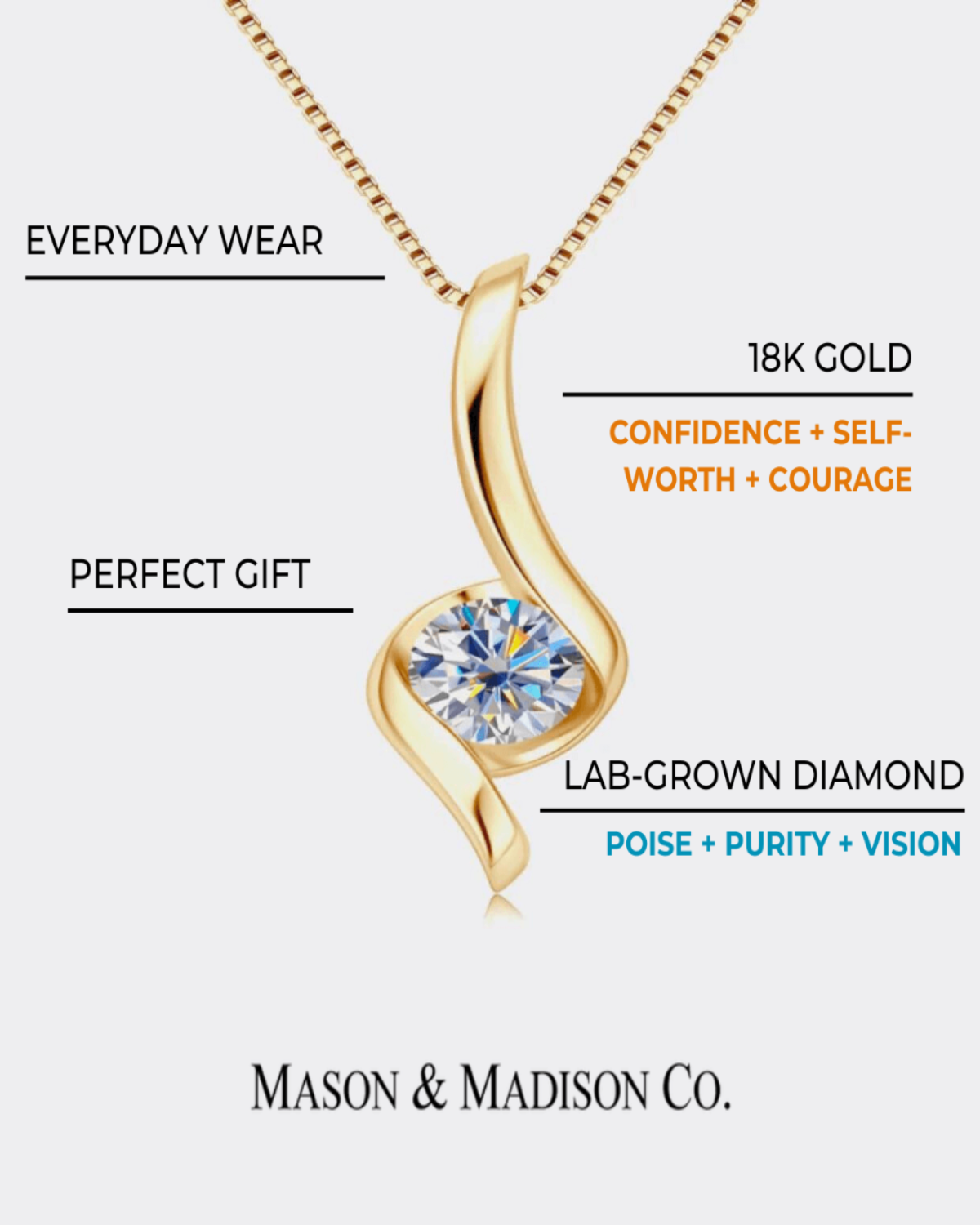 1 Carat Diamond Gold Pendant Necklace Mason & Madison Co. Jewelry