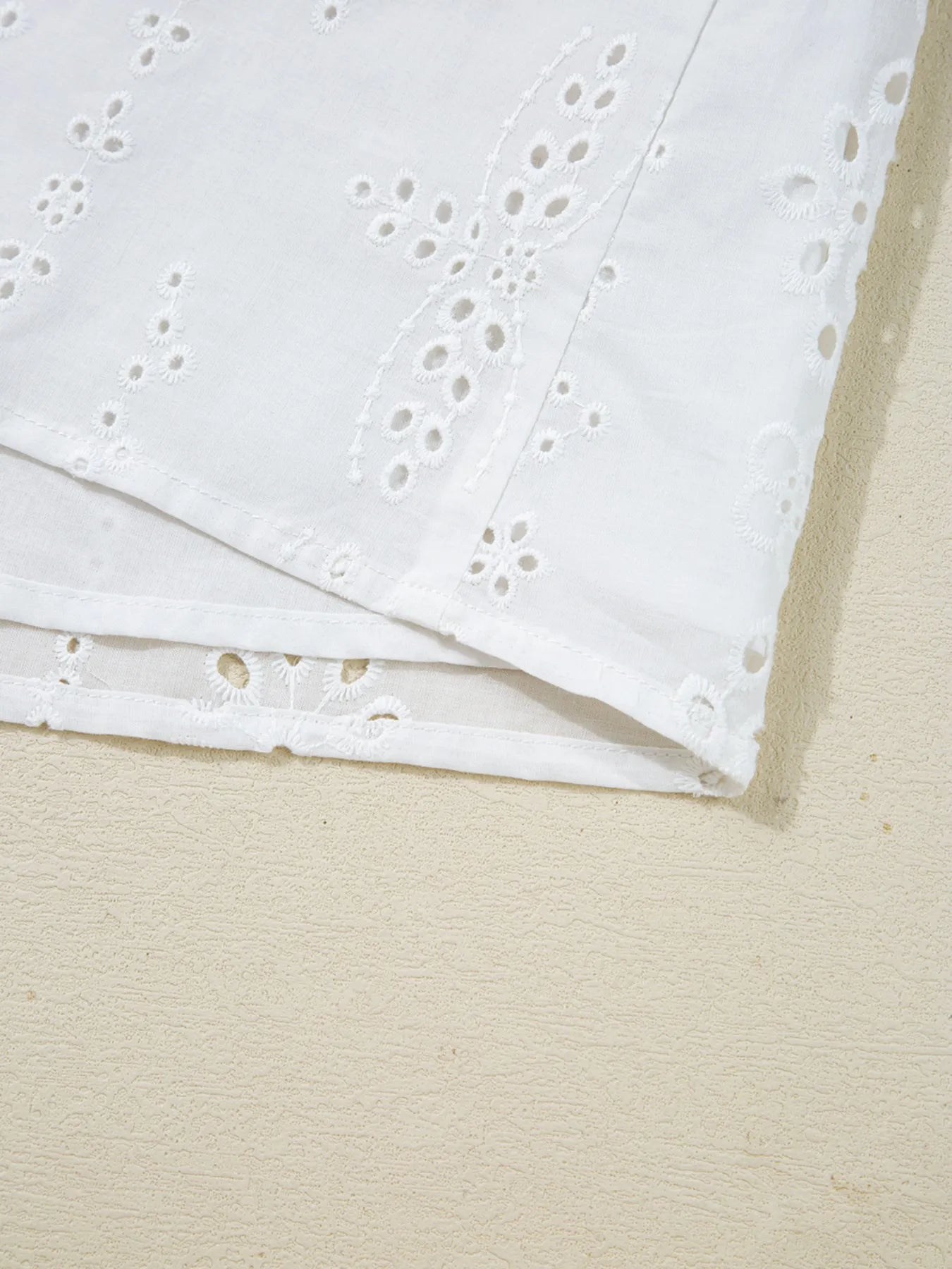 Eyelet Long Sleeve Blouse with Elastic Cuffs - Atelievuè