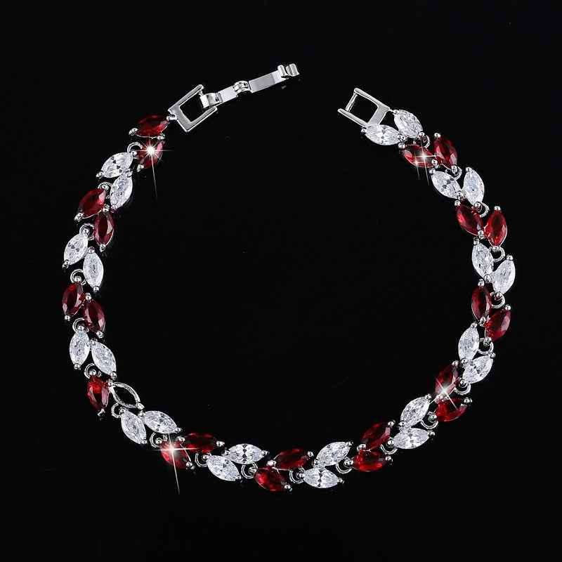 Small leaf zircon bracelet