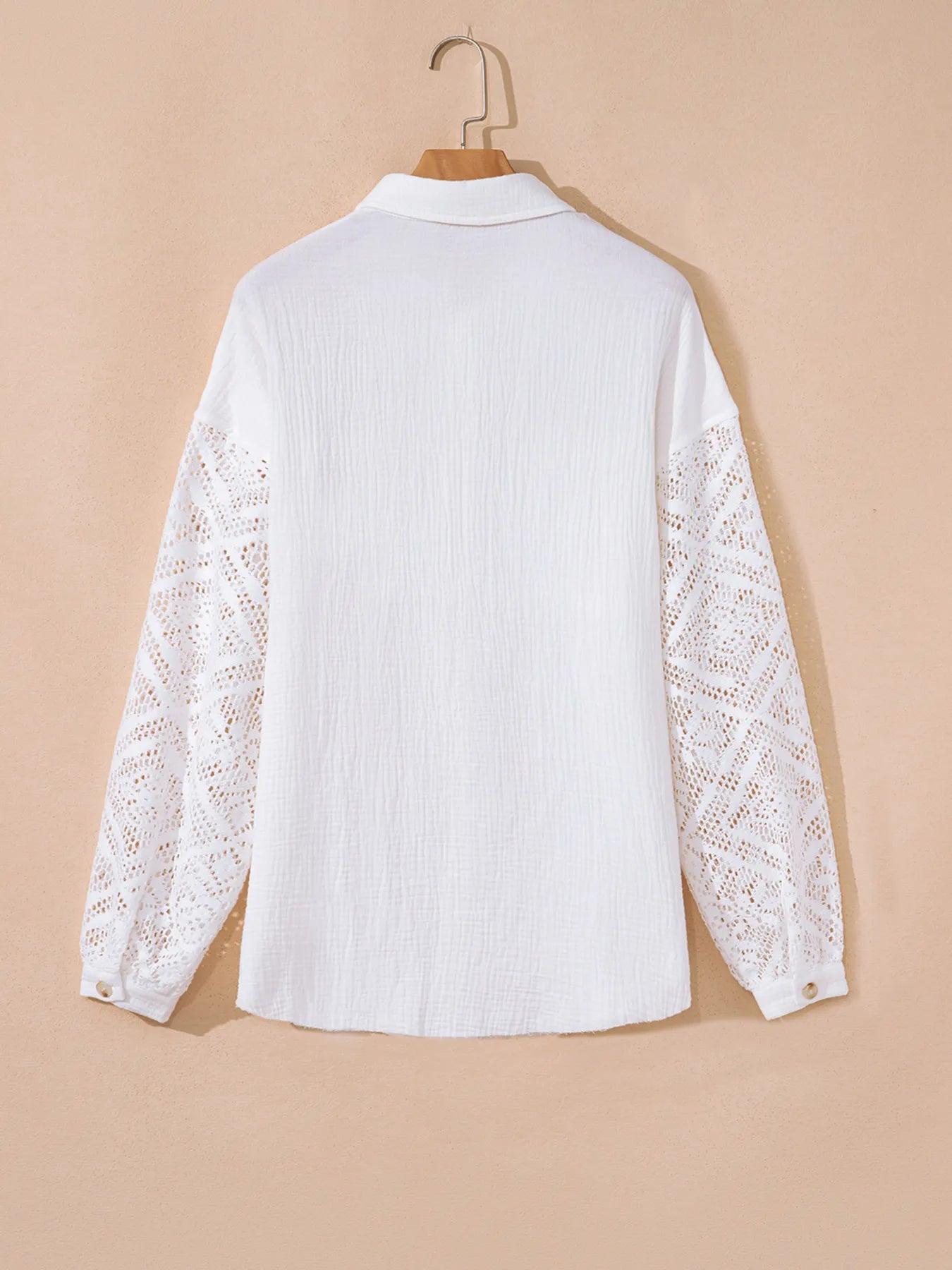Lace Sleeve Button Down Shirt - Atelievuè