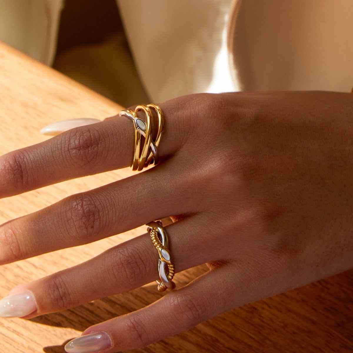 18K Gold Snake Ring in Titanium Steel