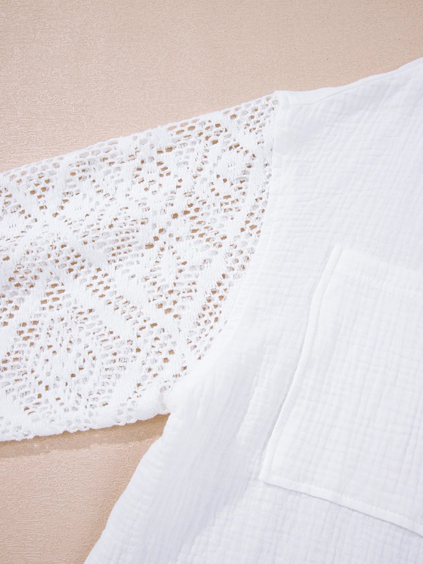 Lace Sleeve Button Down Shirt - Atelievuè