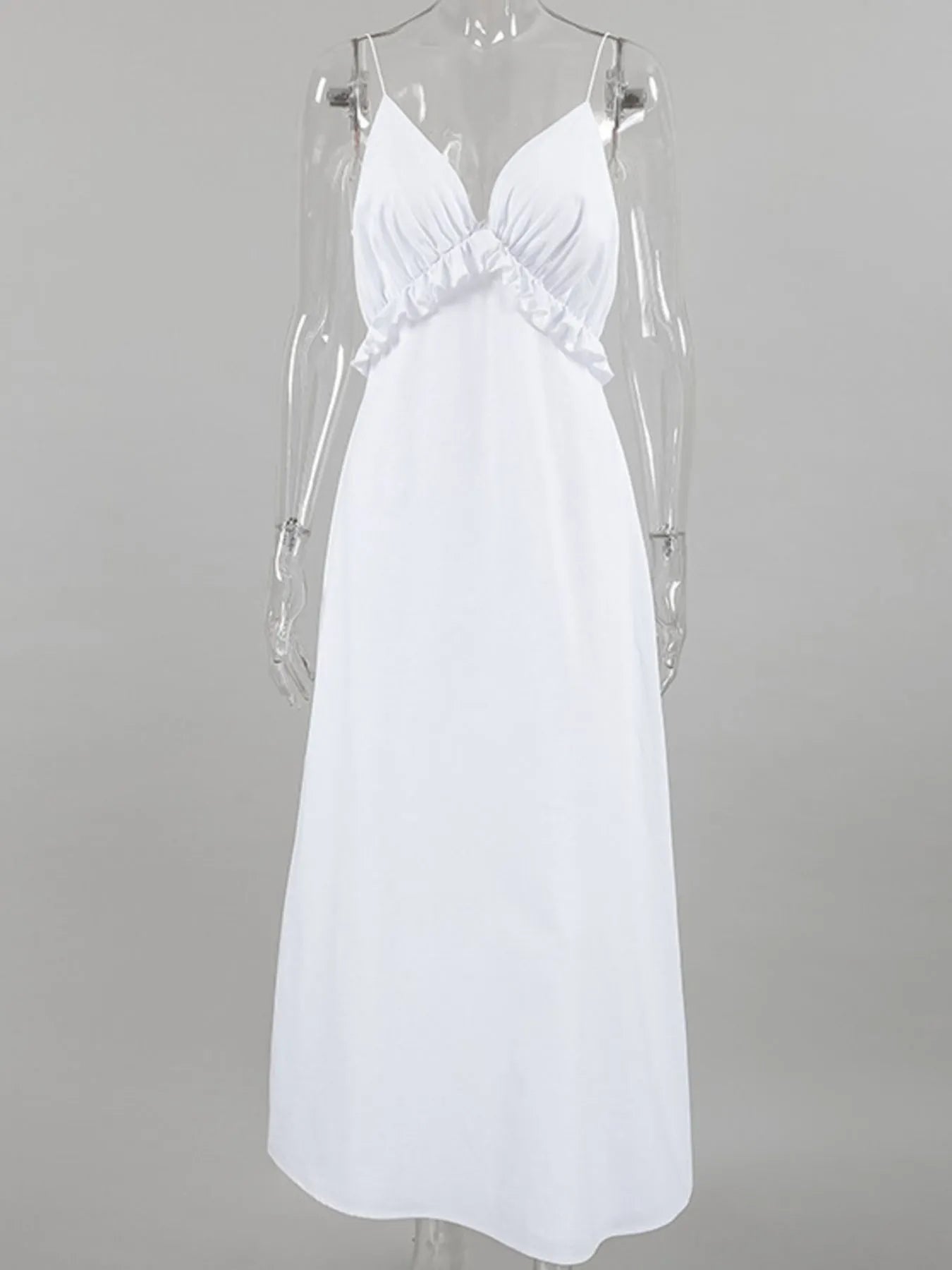 Ruffled V-Neck Maxi Dress - Atelievuè