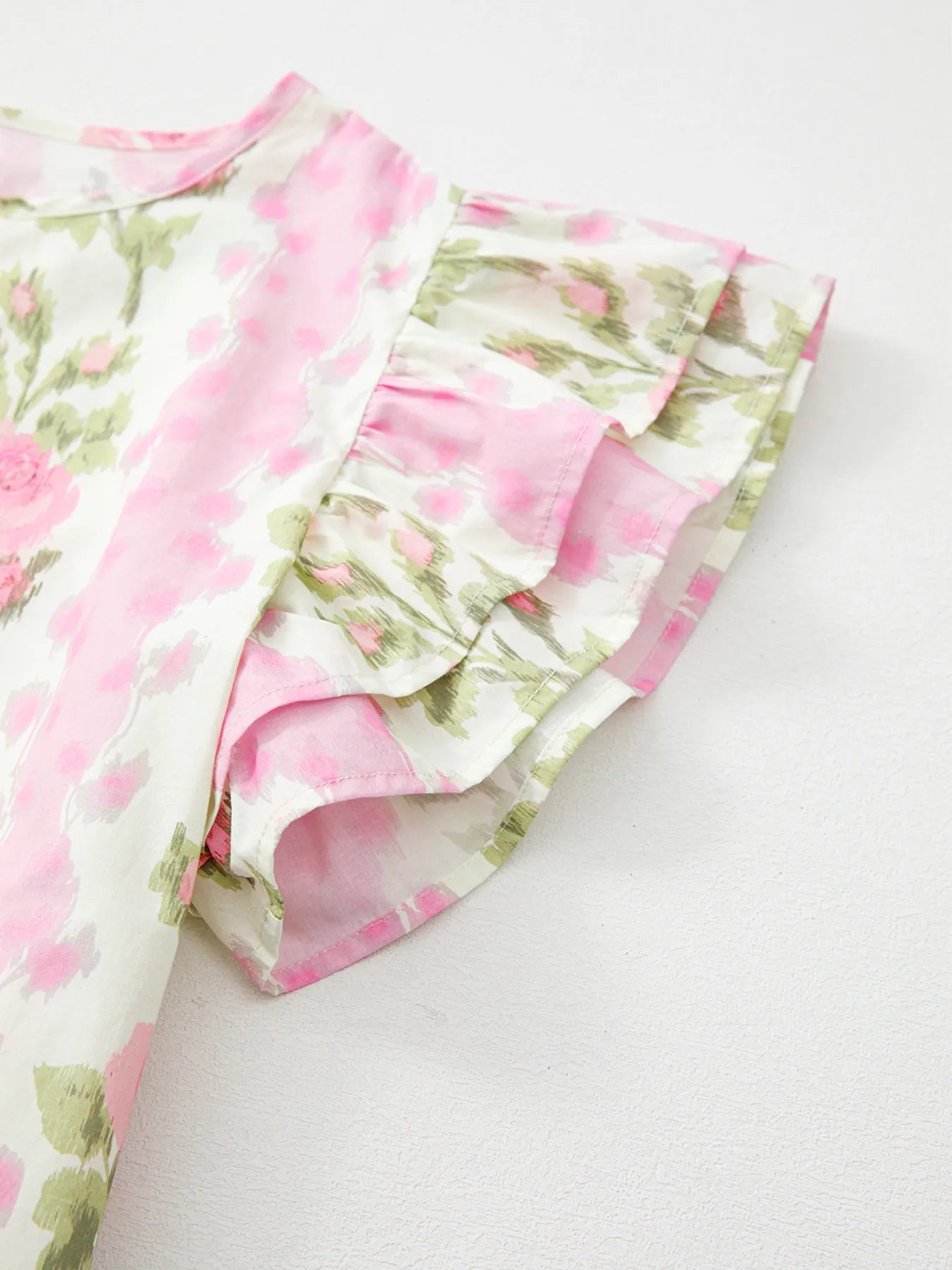 Floral Print Ruffled Sleeve Blouse - Atelievuè