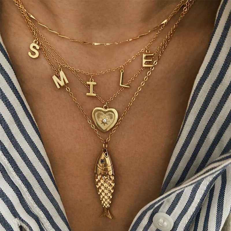 18K Goldfish Shape Design Exquisite Fashion Necklace Bracelet Set