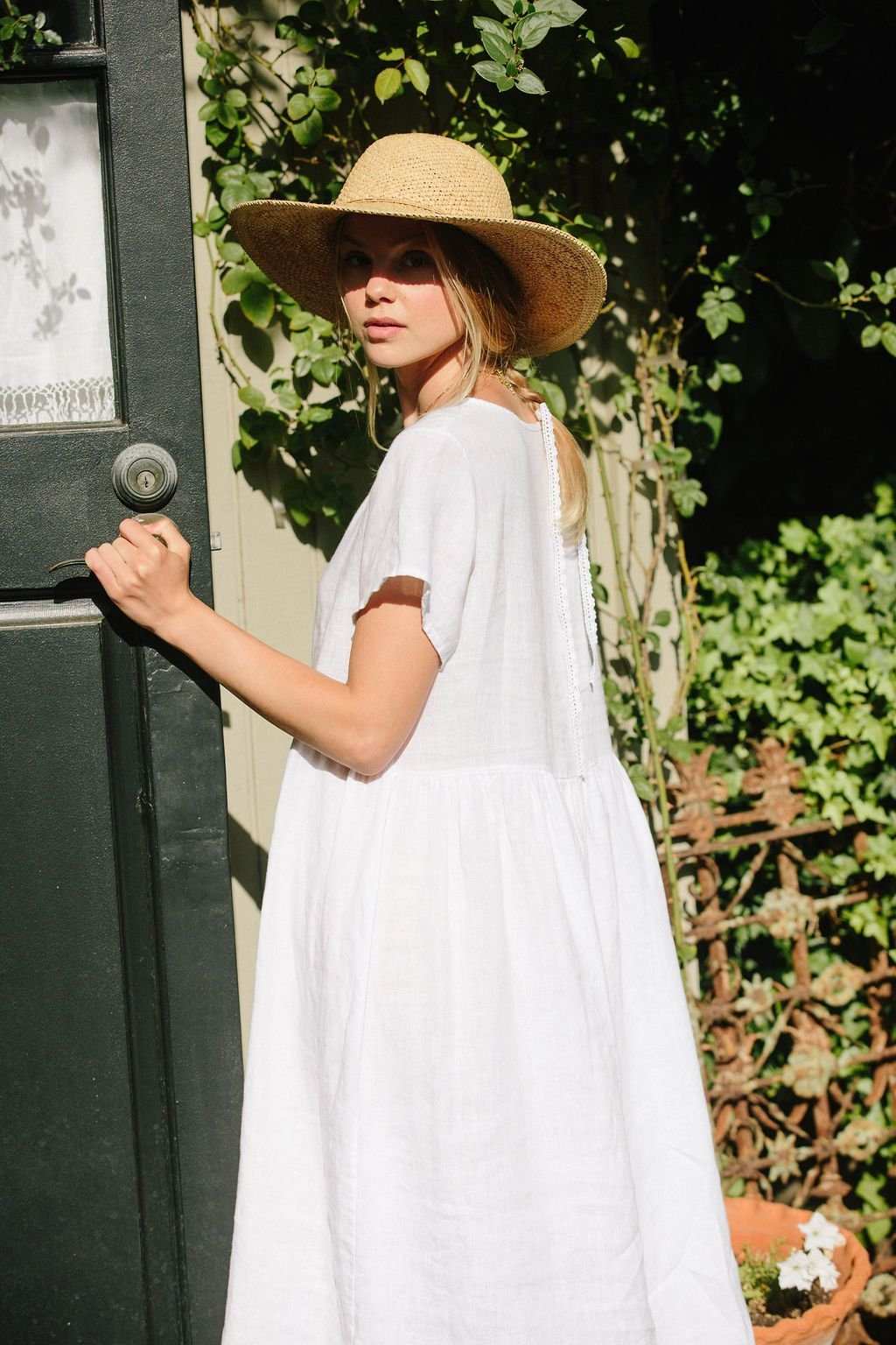 Charlotte Linen Dress - White Linen Dress MERRITT CHARLES