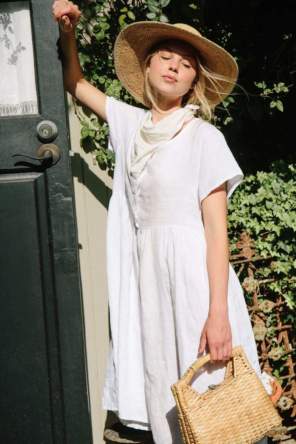 Charlotte Linen Dress - White Linen Dress MERRITT CHARLES