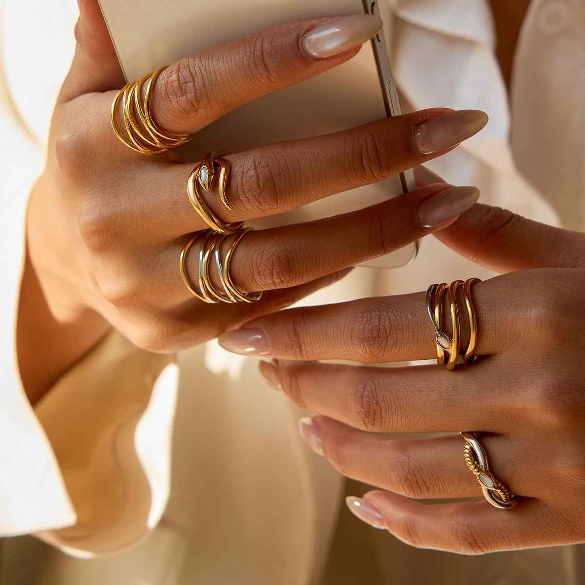 18K Gold Snake Ring in Titanium Steel