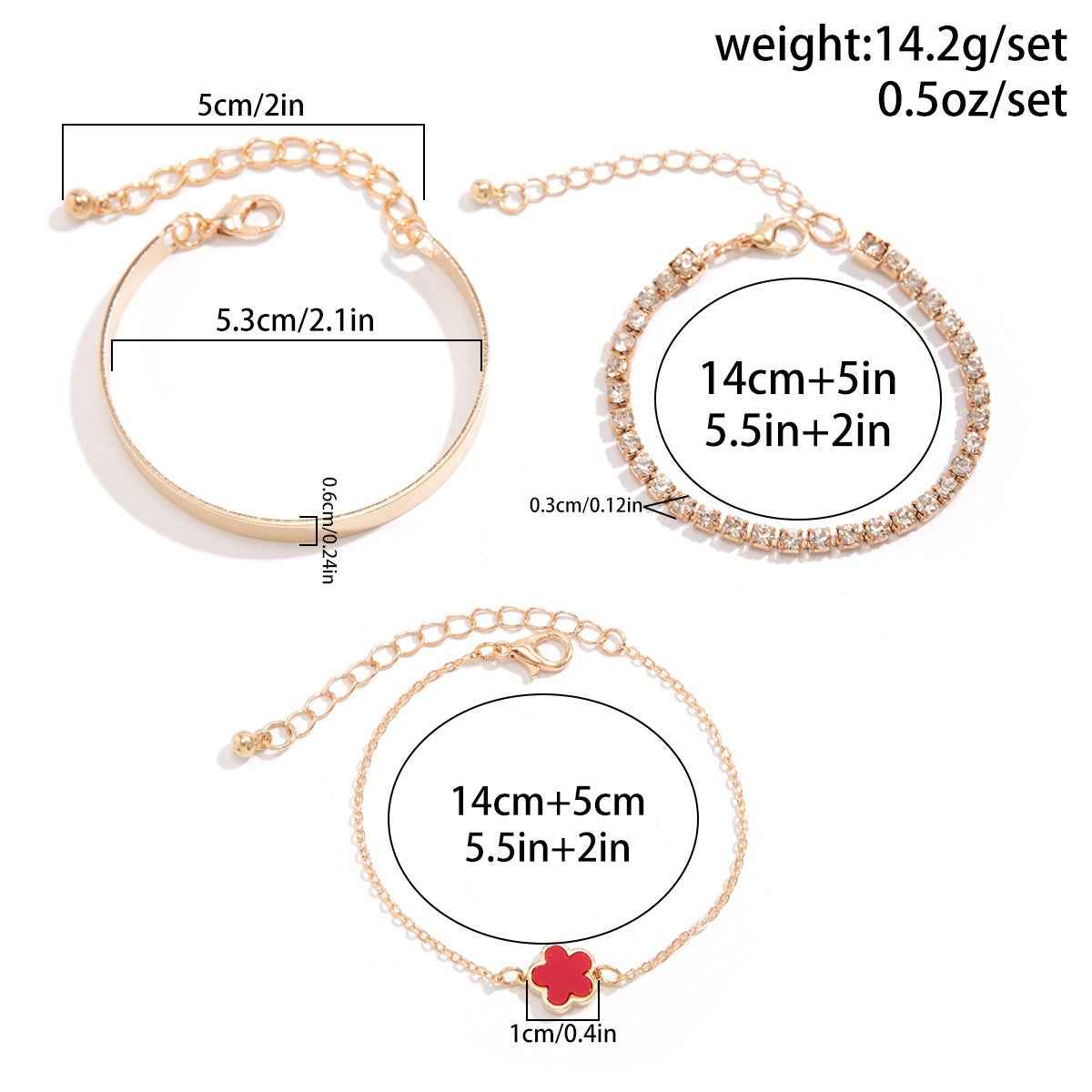 Hip-Hop Punk Rhinestone Chain Clover Bracelet