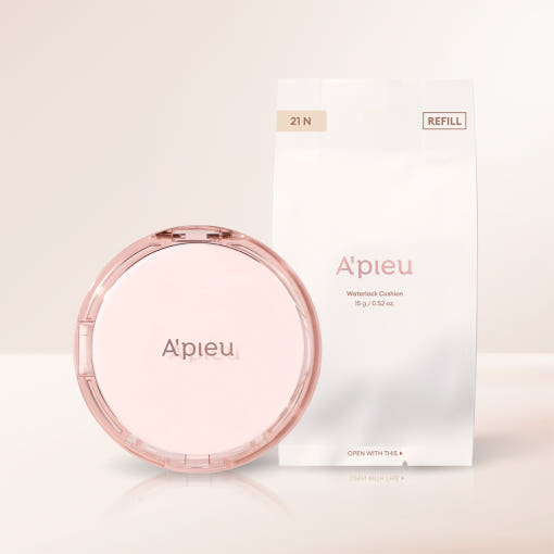 A'pieu Waterlock Cushion SPF50+ PA++++ Set 15g + 15g(Refill) #21 Light Beige - Atelievuè