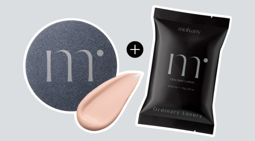 molvany Glow Sleek Cushion SPF50+ PA+++ 15g+15g(Refill) (3colors) - Atelievuè