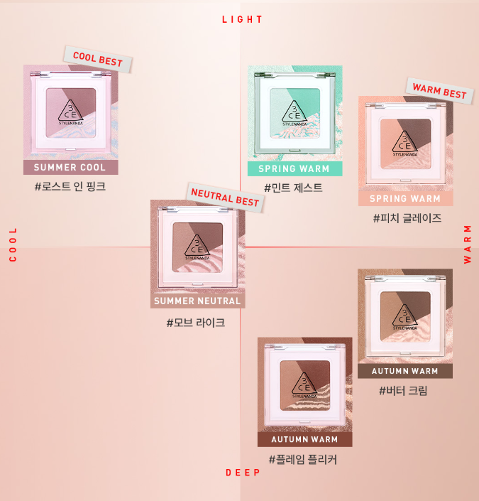 3CE Color Grid Eyeshadow 3.3g (6colors) - Atelievuè